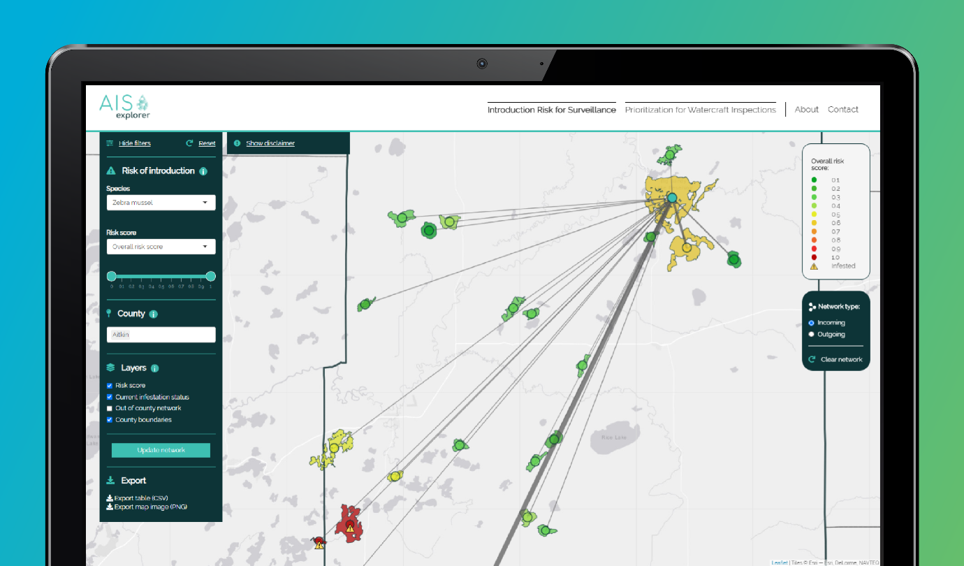 Screenshot of University of Minnesota's AIS Explorer, 2021